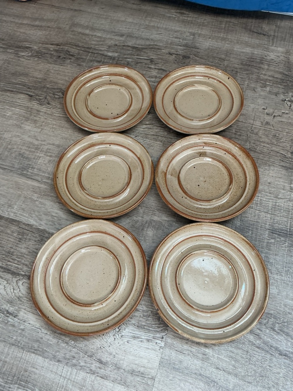 (6) Vintage DANSK STONEWARE Niels Refsgaard Saucers Tan SPICE Speckled Glaze 7”